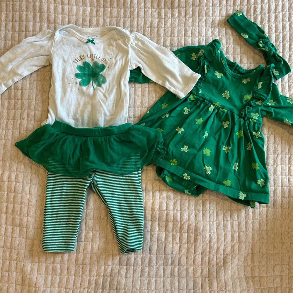 Carter's Green and White Shamrock Seasonal Costumes